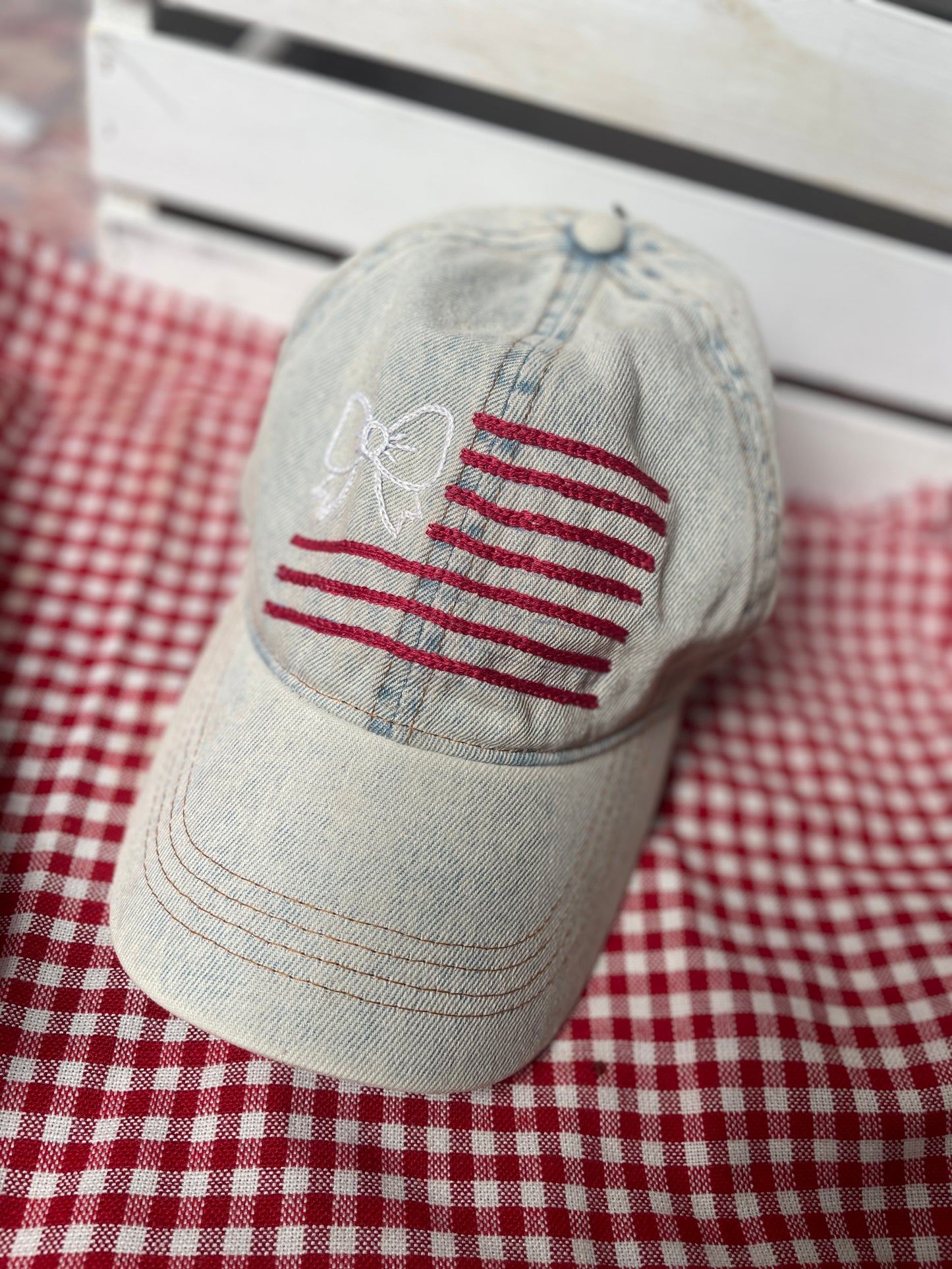 Embroidered Denim Flag Hat