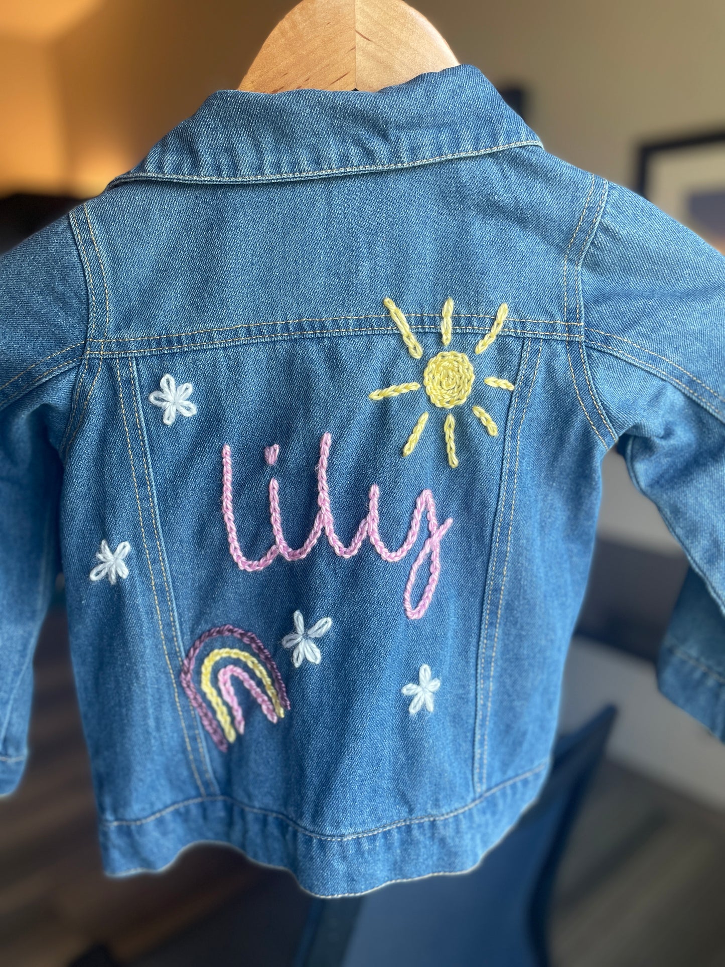 Hand-Embroidered Personalized Jean Jacket- Kids
