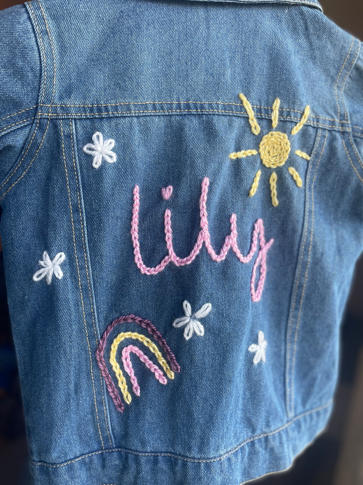 Hand-Embroidered Personalized Jean Jacket- Kids