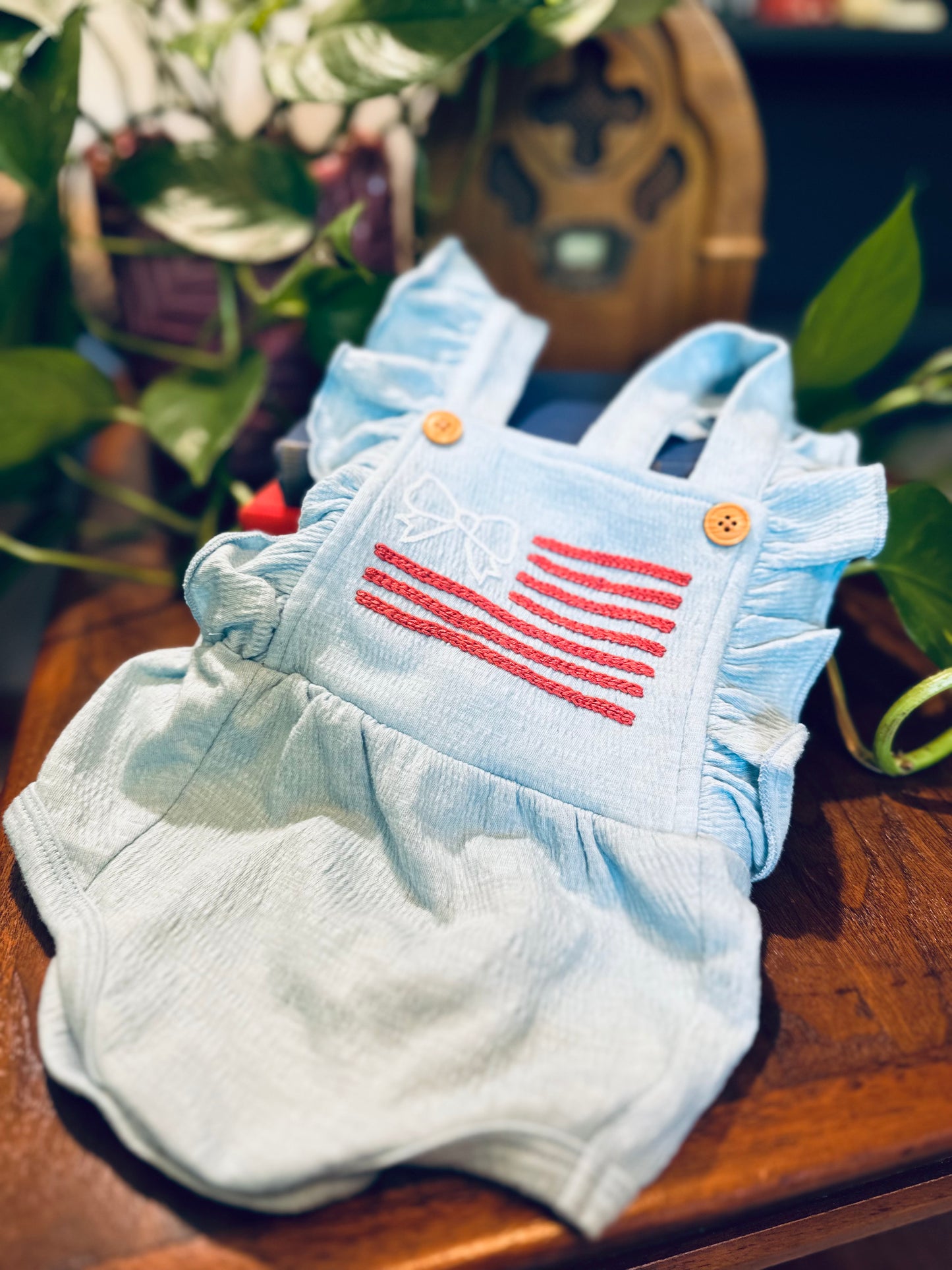 American Flag Ruffled Romper