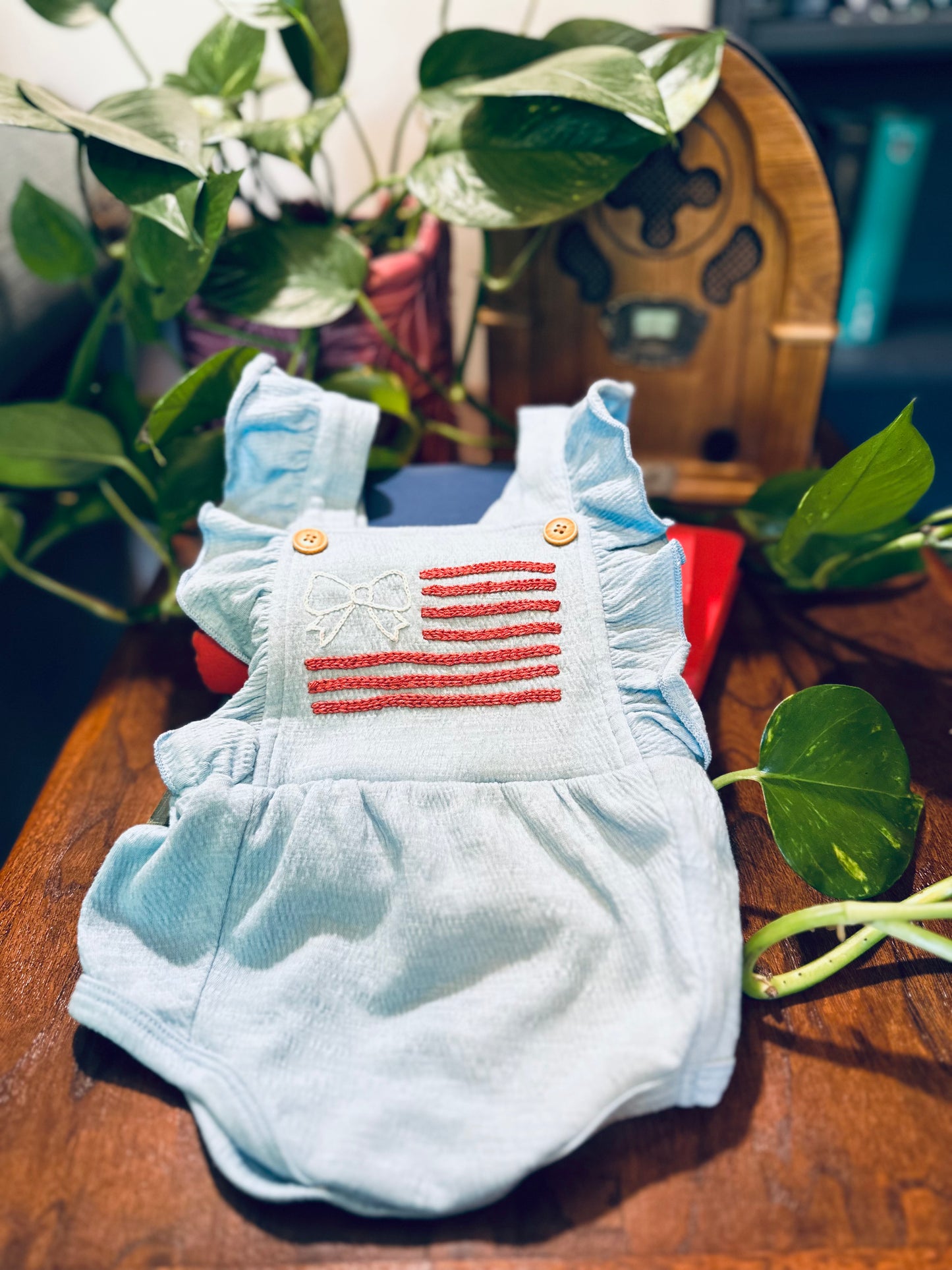 American Flag Ruffled Romper