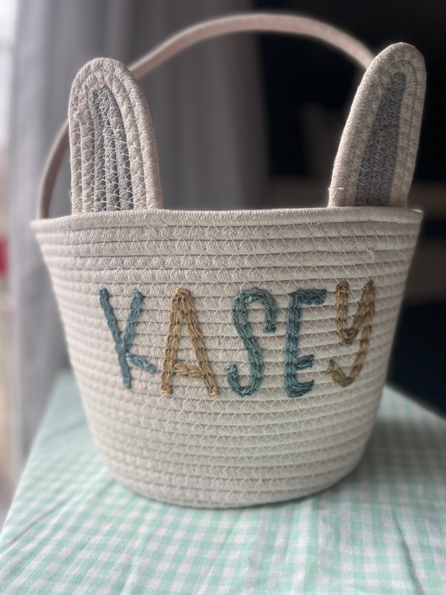 Hand-Embroidered Easter Basket