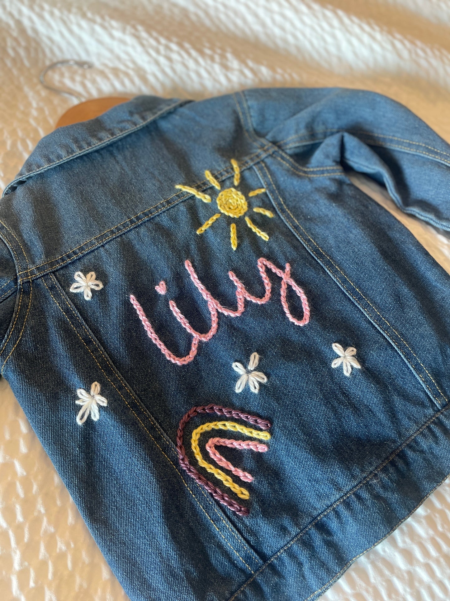 Hand-Embroidered Personalized Jean Jacket- Kids