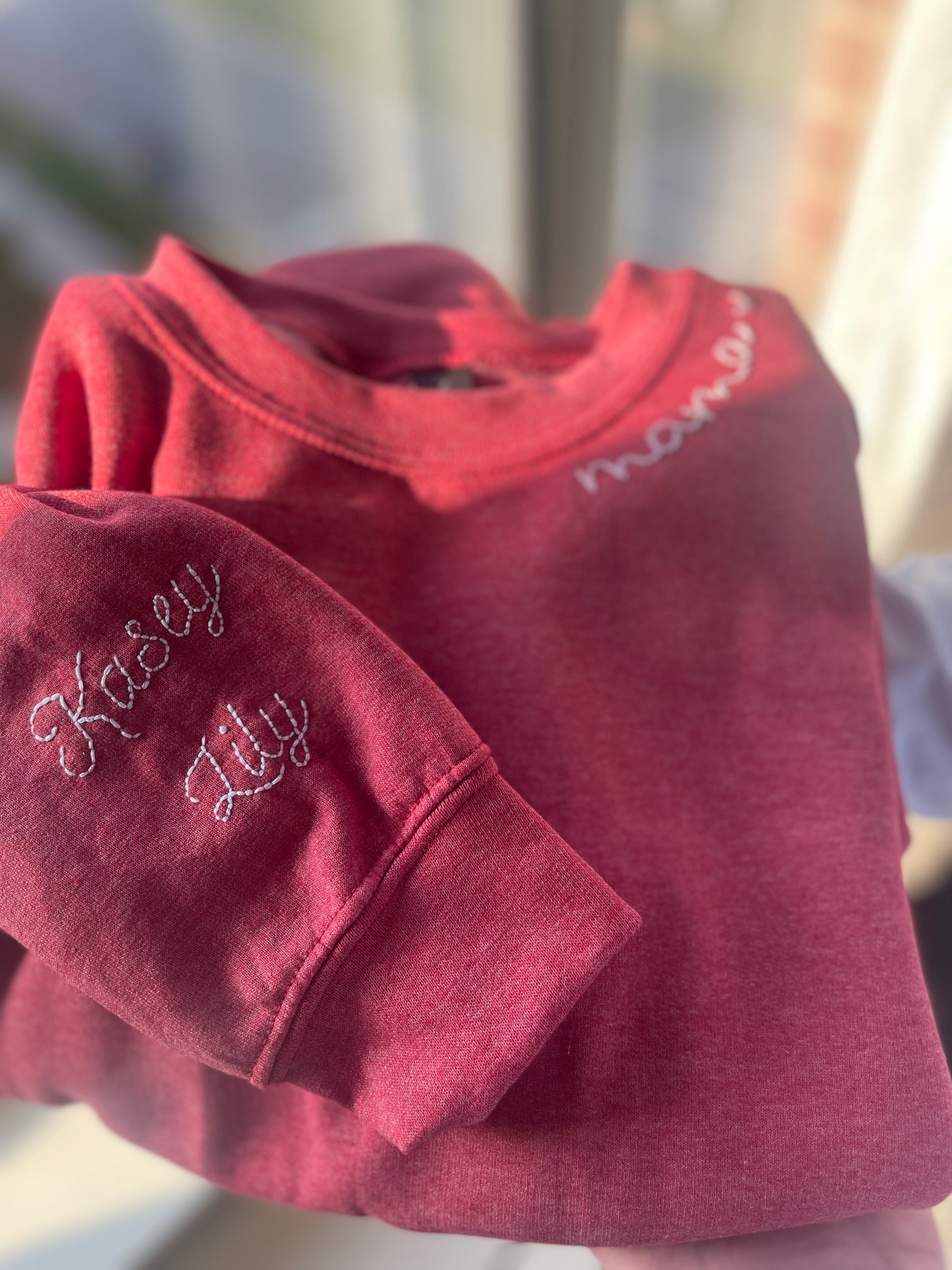 Hand-Embroidered Mama/Grandma Crew Neck