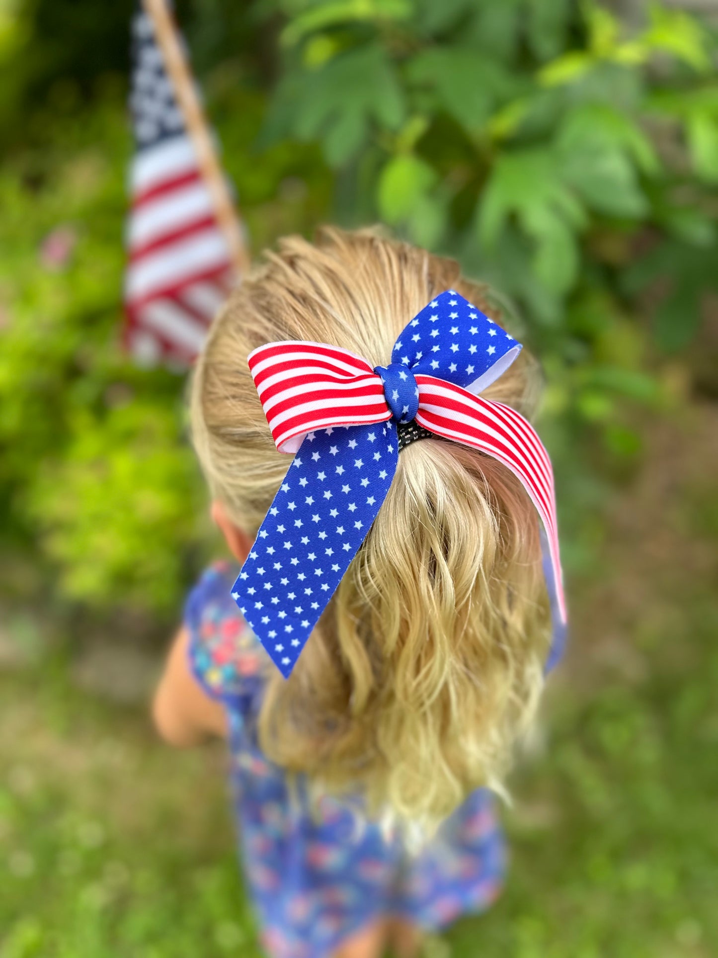 Stars & Stripes Long Tail Hair Bow