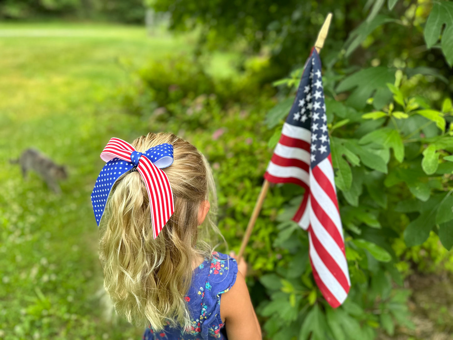 Stars & Stripes Long Tail Hair Bow