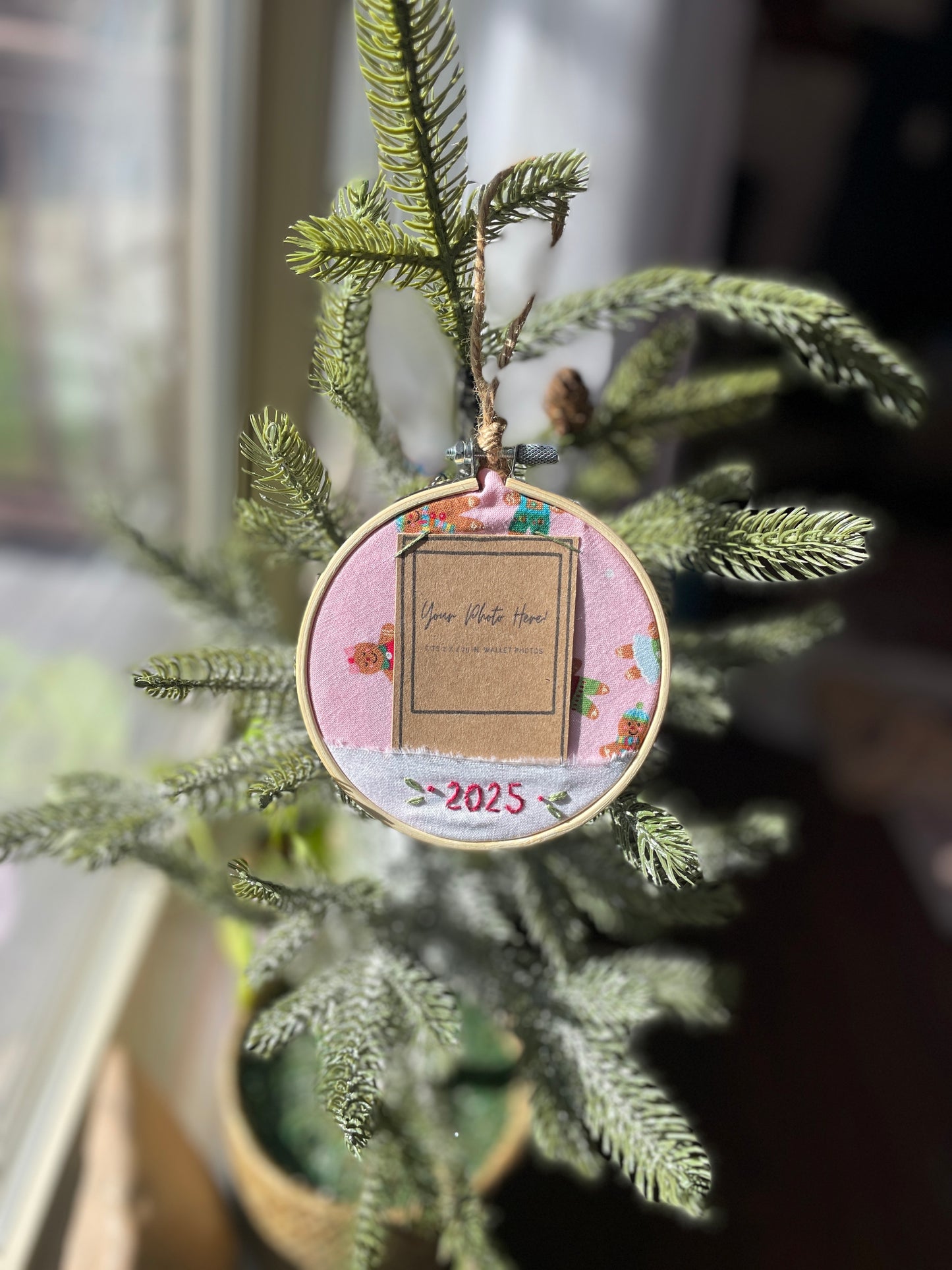 Hand-Embroidered Photo Holder Ornaments