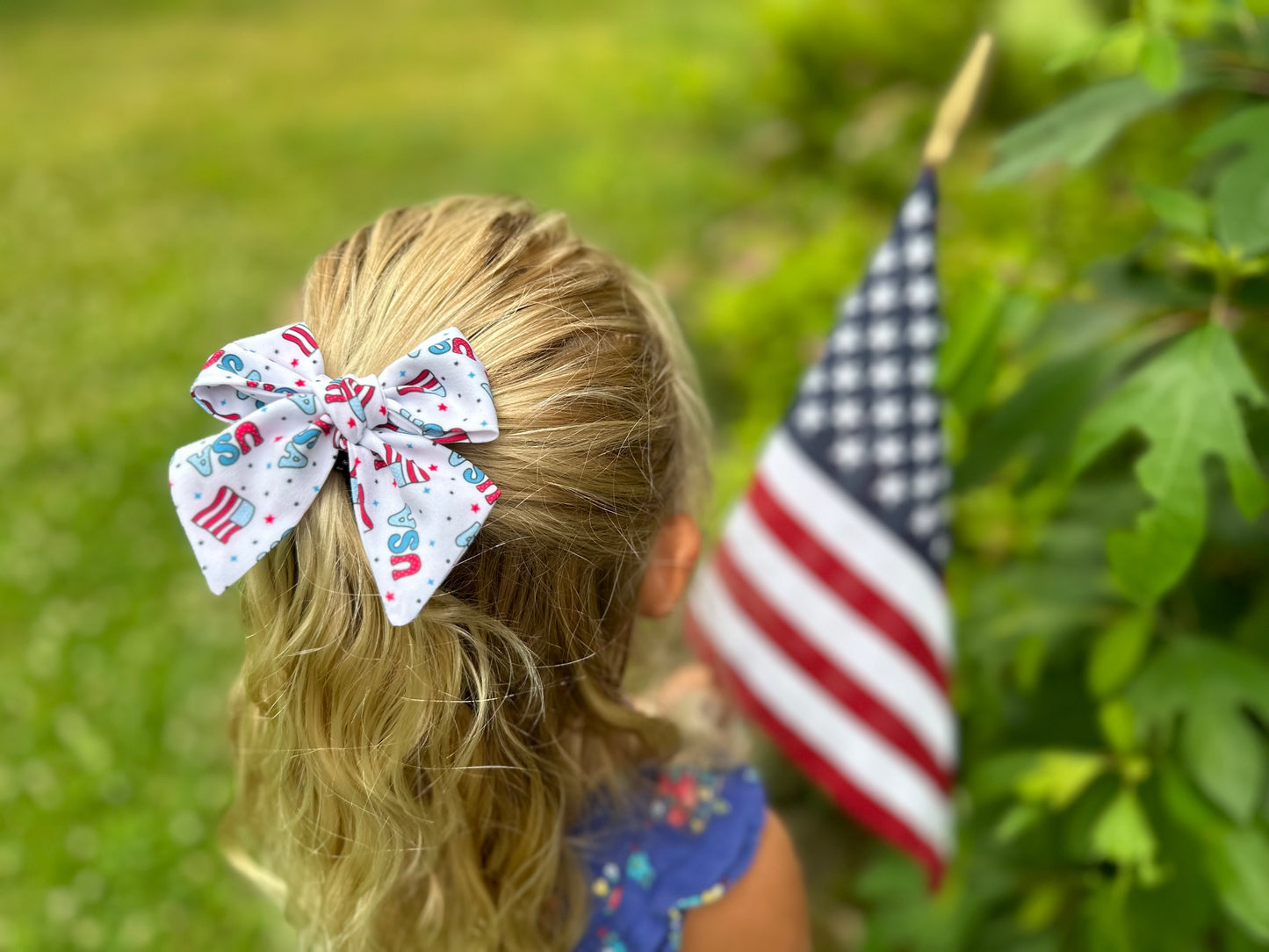 Patriotic Hair Bow Set- Friendship Bracelet & USA Patterns