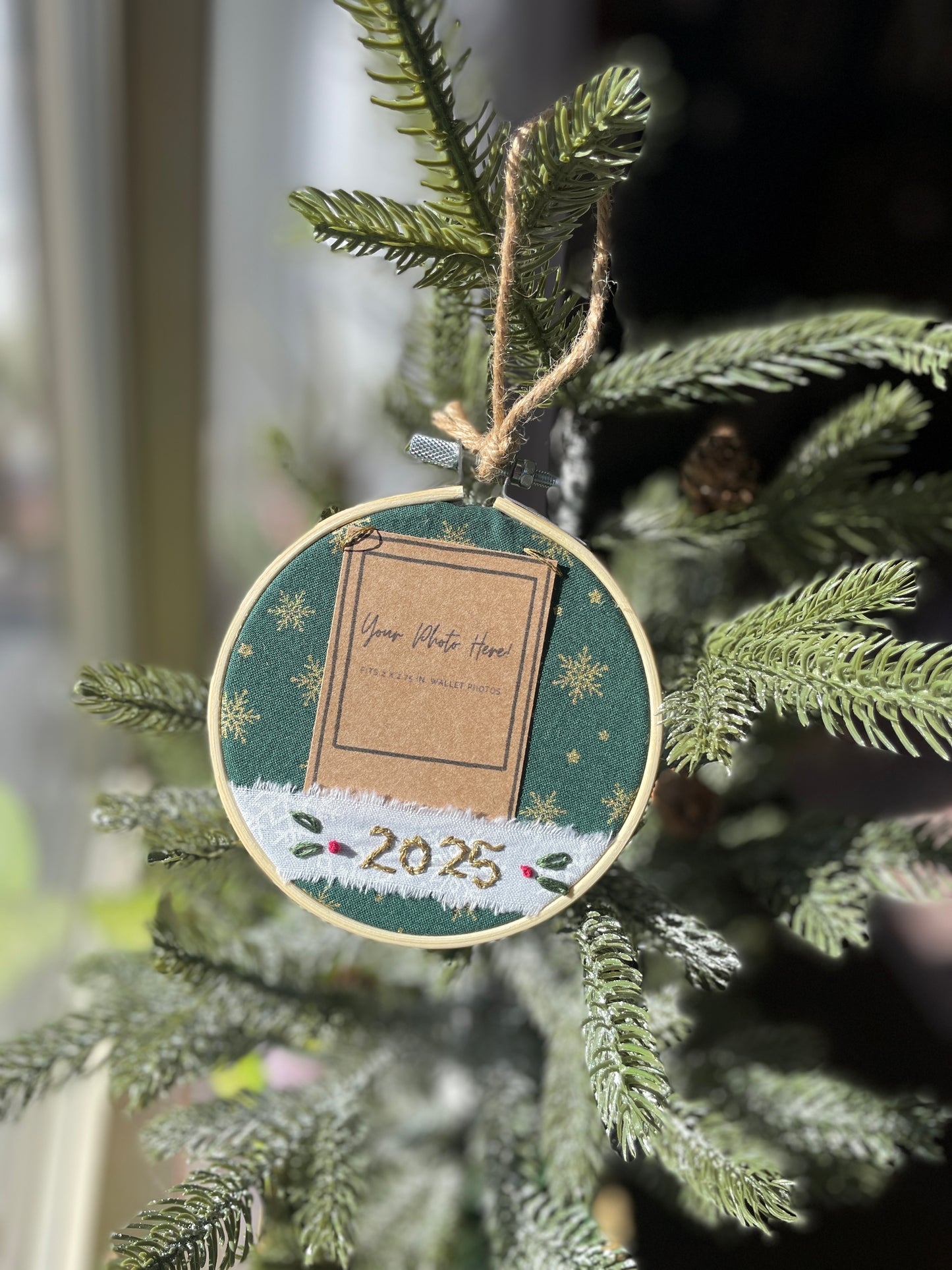 Hand-Embroidered Photo Holder Ornaments