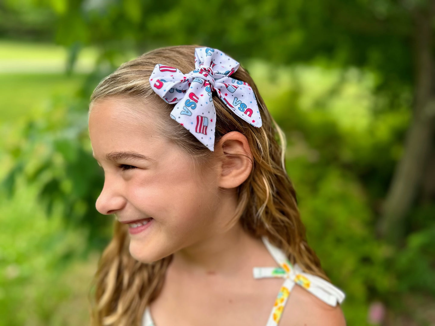 Patriotic Hair Bow Set- Friendship Bracelet & USA Patterns