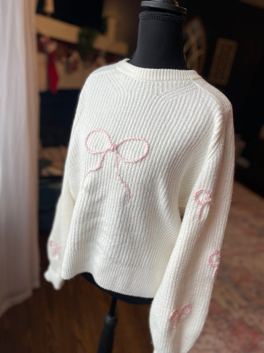 Women's Embroidered Bow Sweater