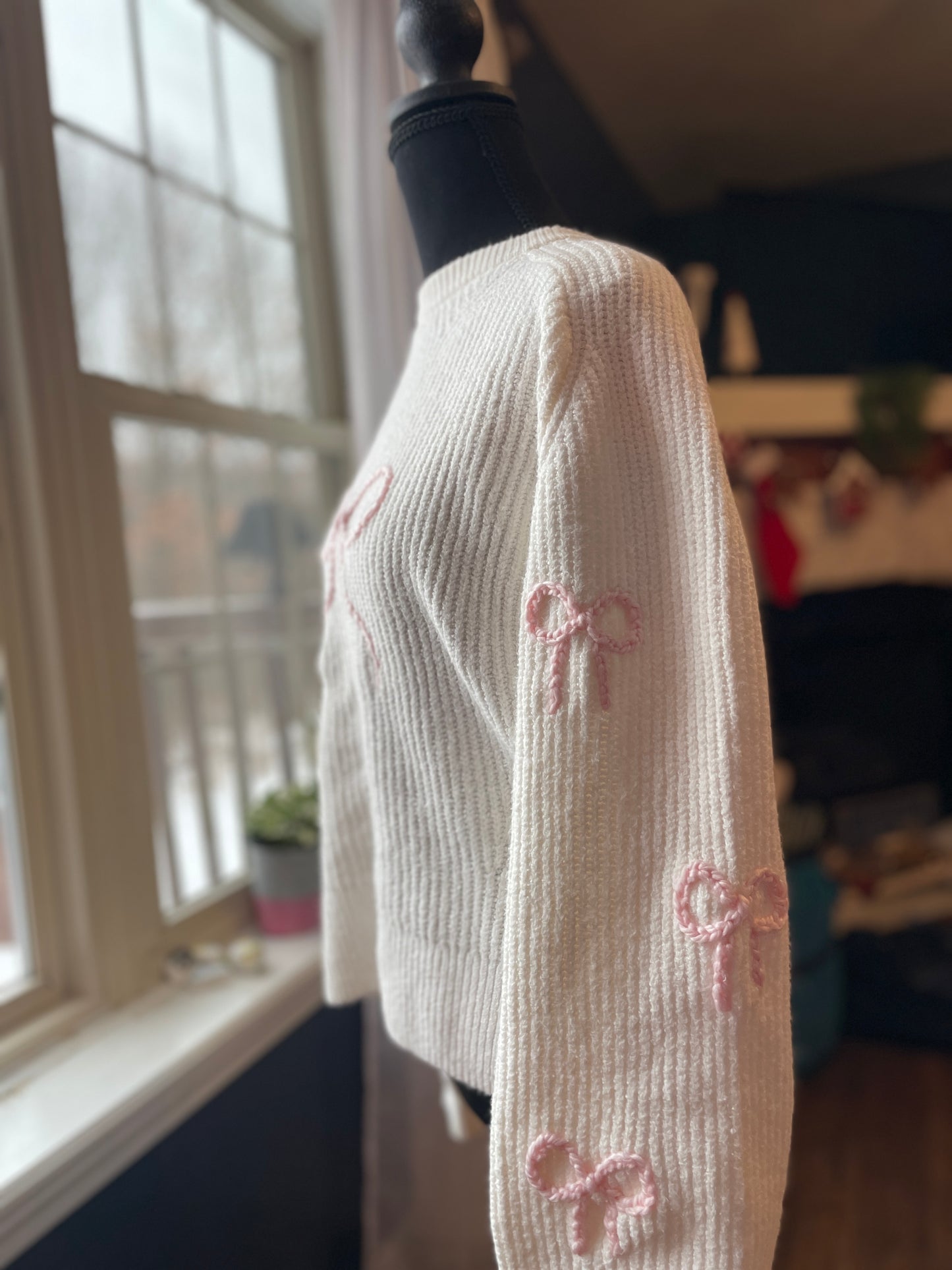 Women's Embroidered Bow Sweater