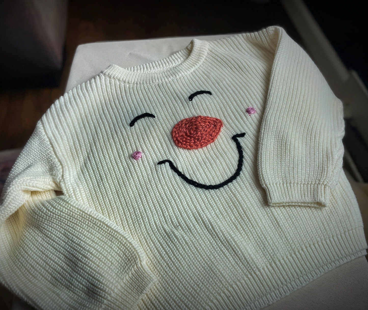 Embroidered Snowman Sweater