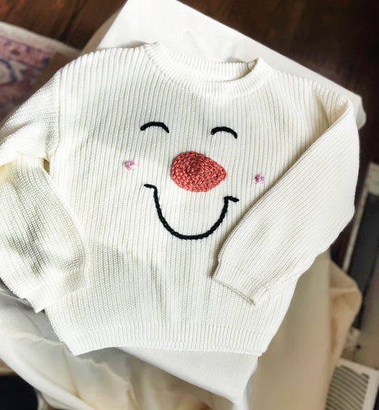 Embroidered Snowman Sweater