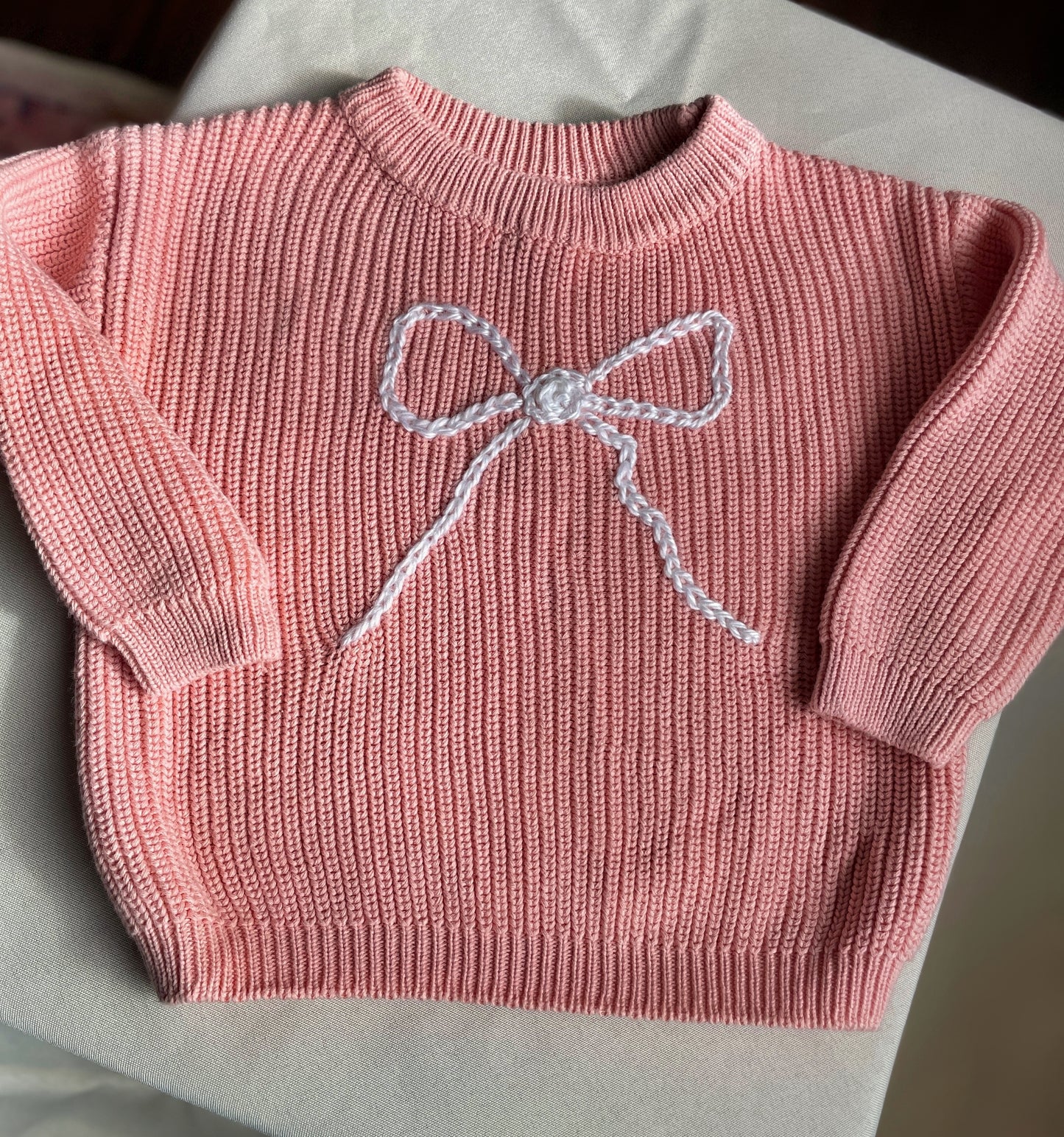 Embroidered Coquette Bow Sweater