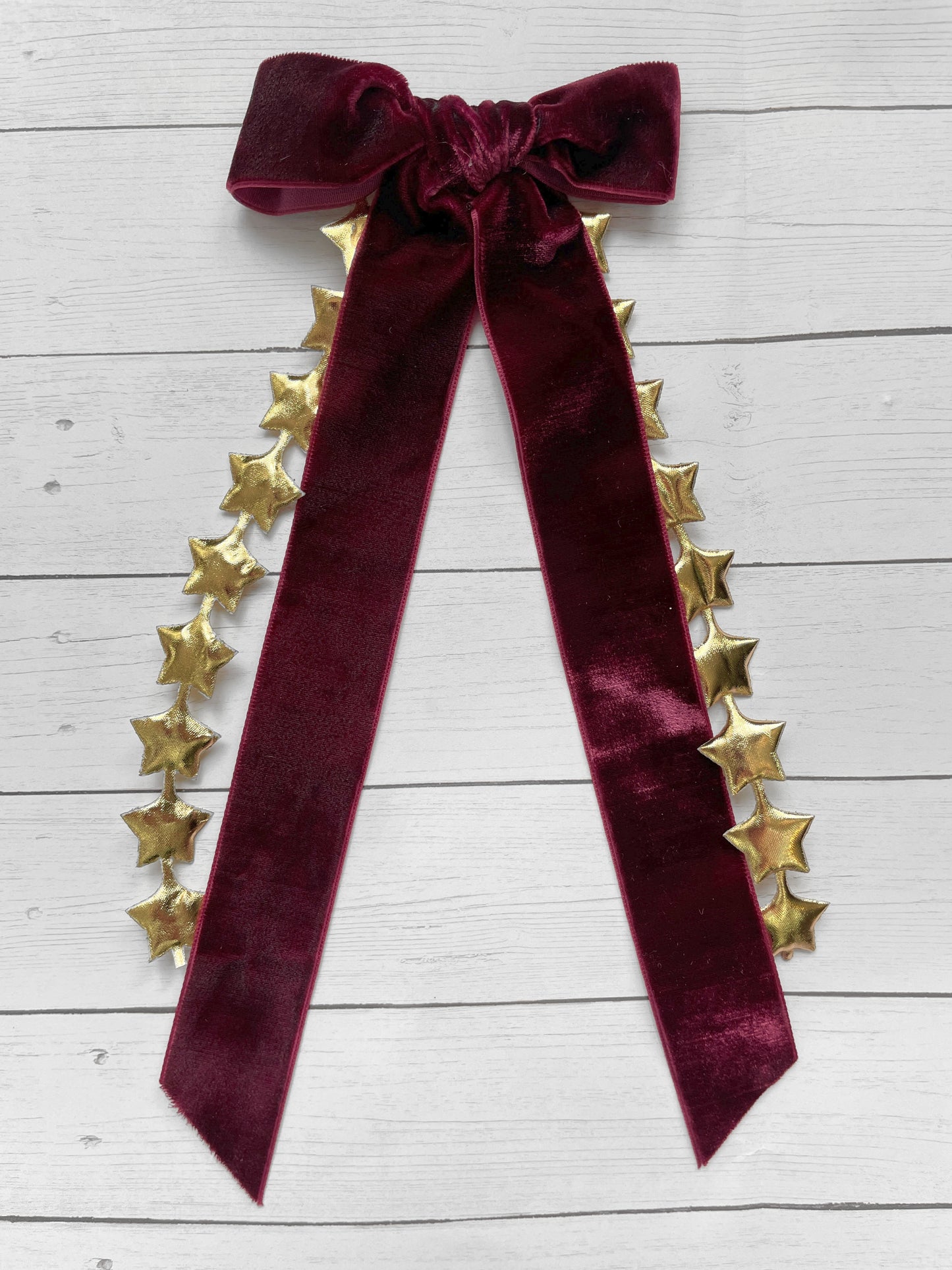 Velvet Stars Long-Tail Bow Clip