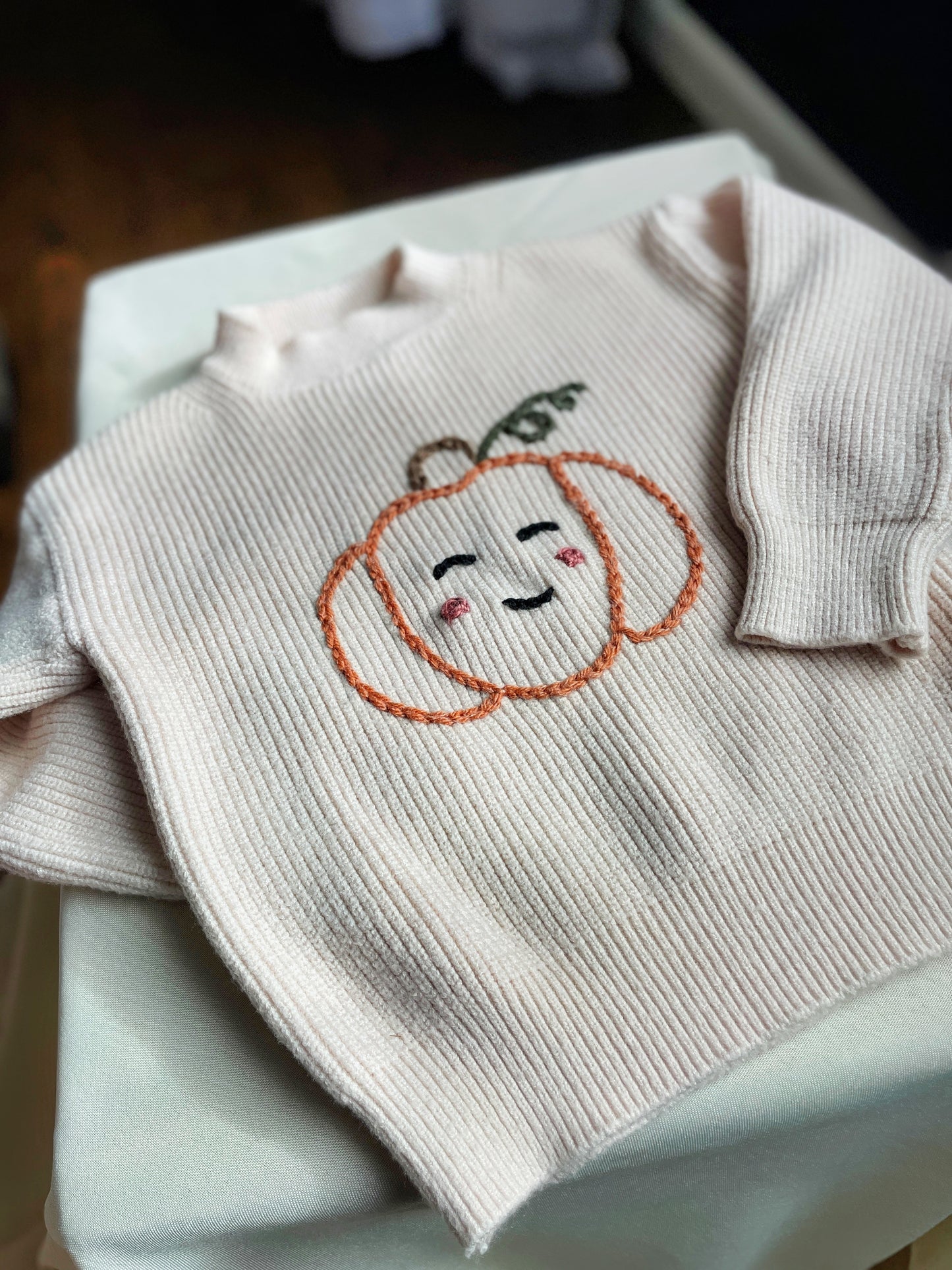 Embroidered Cute Pumpkin Sweater