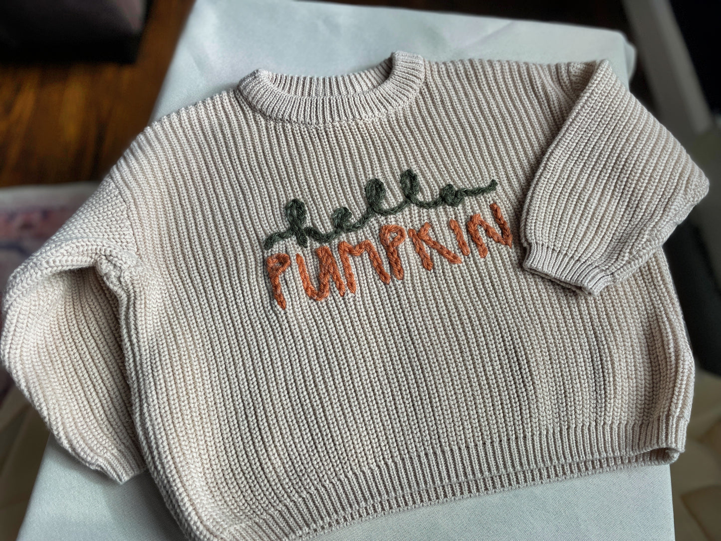 Embroidered Hello Pumpkin Sweater