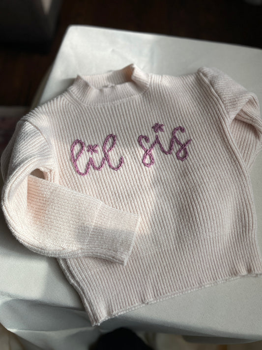 Embroidered Lil Sis Sweater