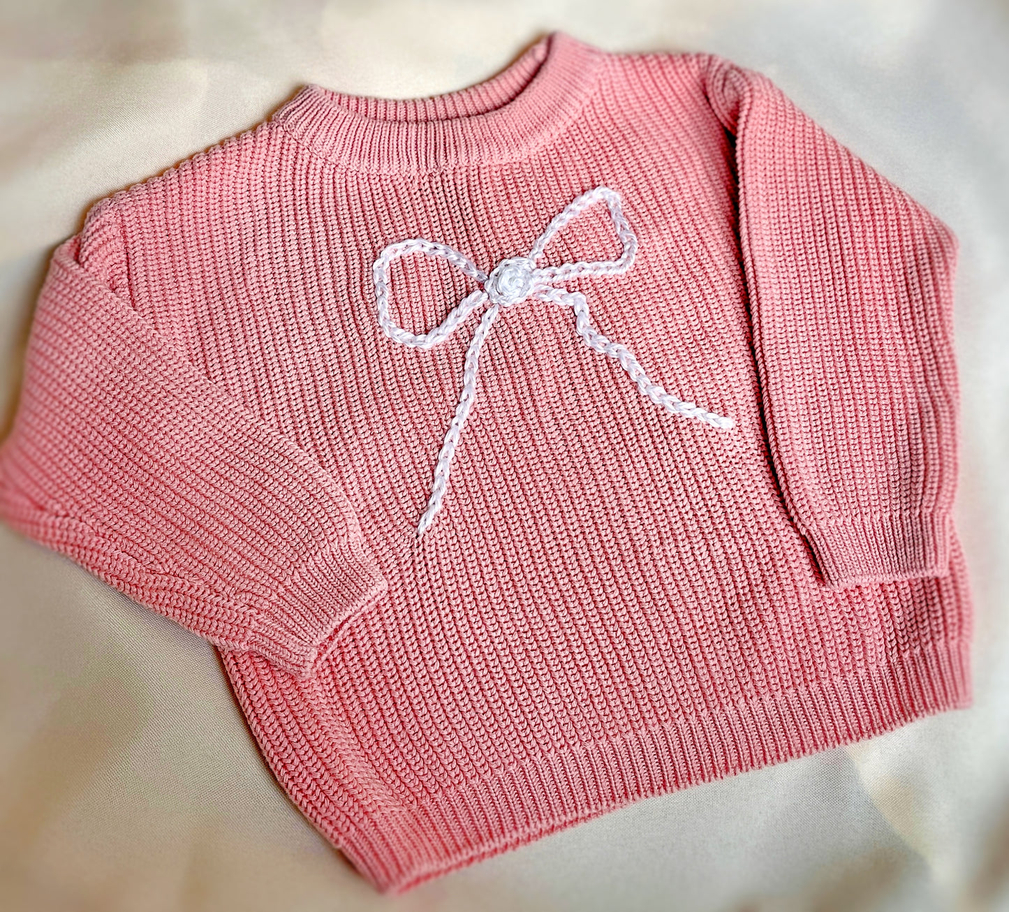 Embroidered Coquette Bow Sweater